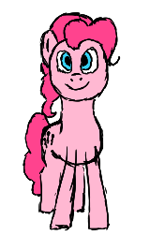 Size: 160x267 | Tagged: safe, artist:anonymous, ponerpics import, pinkie pie, earth pony, pony, aggie.io, female, looking at you, lowres, mare, simple background, smiling, solo, white background