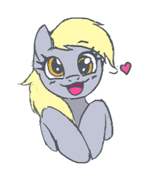 Size: 273x325 | Tagged: safe, artist:anonymous, ponerpics import, derpy hooves, pegasus, pony, aggie.io, cute, female, heart, mare, open mouth, simple background, smiling, solo, white background