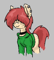 Size: 183x204 | Tagged: safe, artist:anonymous, ponerpics import, oc, oc only, earth pony, pony, aggie.io, clothes, ear piercing, earring, female, jewelry, lowres, mare, piercing, simple background, smiling, solo, sweater