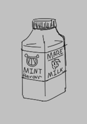 Size: 182x259 | Tagged: safe, artist:anonymous, ponerpics import, lyra heartstrings, pony, unicorn, aggie.io, breast milk, female, lowres, mare, milk carton, monochrome, simple background, smiling