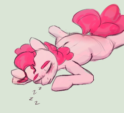 Size: 349x320 | Tagged: safe, artist:anonymous, ponerpics import, pinkie pie, earth pony, pony, aggie.io, blushing, eyes closed, female, mare, simple background, sleeping, solo