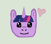 Size: 177x154 | Tagged: safe, artist:anonymous, ponerpics import, twilight sparkle, pony, unicorn, aggie.io, female, heart, horn, lowres, mare, simple background, smiling, solo