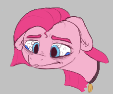 Size: 228x191 | Tagged: safe, artist:anonymous, ponerpics import, pinkie pie, earth pony, pony, aggie.io, collar, crying, female, frown, lowres, mare, sad, simple background, solo