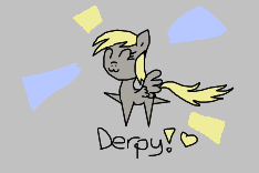 Size: 234x156 | Tagged: safe, artist:anonymous, ponerpics import, derpy hooves, pegasus, pony, aggie.io, dancing, eyes closed, female, lowres, mare, raised hoof, raised leg, simple background, smiling, solo, spread wings, wings