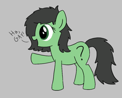 Size: 726x587 | Tagged: safe, ponerpics import, oc, oc:anon filly, earth pony, pony, aggie.io, female, filly, foal, mare, open mouth, pointing, raised hoof, raised leg, simple background, smiling