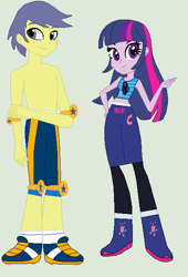 Size: 414x609 | Tagged: safe, artist:matthewjabeznazarioa, derpibooru import, comet tail, twilight sparkle, equestria girls, crossover, equestria girls-ified, exeron fighters, exeron outfit, martial arts kids, martial arts kids outfits