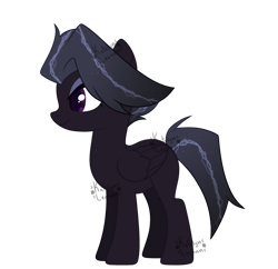 Size: 1280x1238 | Tagged: safe, artist:katelynleeann42, derpibooru import, oc, oc only, pegasus, pony, black coat, eyeshadow, female, folded wings, makeup, mare, oc name needed, purple eyes, simple background, solo, transparent background, wings