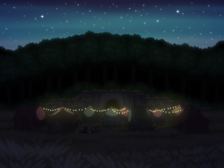Size: 800x600 | Tagged: safe, artist:rangelost, derpibooru import, oc, oc only, camp, cyoa, cyoa:d20 pony, forest, night, night sky, pixel art, sky, stars, story included, string lights, tent