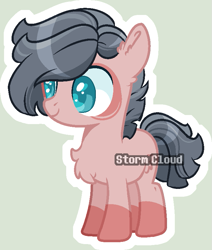 Size: 679x802 | Tagged: safe, artist:stormcloud-yt, derpibooru import, oc, oc only, earth pony, pony, base used, chest fluff, coat markings, earth pony oc, parent:clear sky, parent:quibble pants, simple background, smiling, socks (coat marking), solo