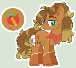 Size: 2399x2135 | Tagged: safe, artist:stormcloud-yt, derpibooru import, oc, oc only, earth pony, pony, base used, clothes, ear fluff, ears, earth pony oc, female, mare, offspring, parent:applejack, parent:trouble shoes, parents:troublejack, scarf, simple background, solo, unshorn fetlocks