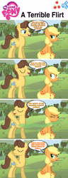 Size: 1280x3336 | Tagged: safe, artist:mlplary6, derpibooru import, applejack, caramel, earth pony, pony, angry, carajack, comic, female, flirting, grammar error, male, mare, shipping, smiling, stallion, straight