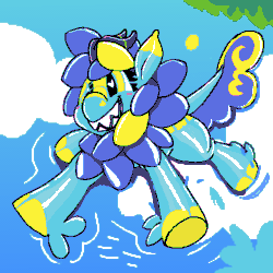 Size: 2000x2000 | Tagged: safe, artist:brainiac, derpibooru import, oc, oc only, oc:starrinite, inflatable pony, animated, aseprite, female, floating, gif, inflatable, mare, pixel art, pool toy, solo, water