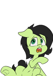 Size: 1000x1414 | Tagged: safe, artist:happy harvey, derpibooru import, oc, oc only, oc:anon filly, earth pony, belly button, drawn on phone, ears, ears back, earth pony oc, female, filly, floppy ears, foal, frog (hoof), scared, simple background, solo, transparent background, underhoof