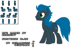 Size: 576x384 | Tagged: safe, artist:zeka10000, derpibooru import, oc, oc:enigan, oc:nocturne blue, human, pegasus, pony, male, pixel art, request, requested art, rpg maker, simple background, solo, sprite, sprite sheet, stallion, text, transparent background