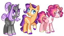 Size: 920x528 | Tagged: safe, artist:goldlines005, derpibooru import, oc, oc only, pegasus, pony, unicorn, base used, female, hoof polish, horn, magical lesbian spawn, mare, offspring, parent:king sombra, parent:pinkie pie, parent:rainbow dash, parent:starlight glimmer, parent:sunburst, parent:twilight sparkle, parents:pinkiedash, parents:starburst, parents:twibra, pegasus oc, simple background, smiling, transparent background, unicorn oc