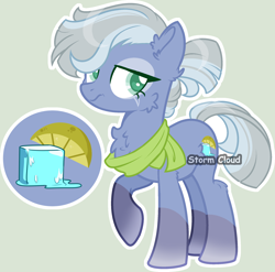 Size: 2238x2212 | Tagged: safe, artist:stormcloud-yt, derpibooru import, oc, oc only, earth pony, pony, base used, chest fluff, clothes, coat markings, female, mare, parent:double diamond, parent:limestone pie, raised hoof, raised leg, scarf, simple background, smiling, socks (coat marking)