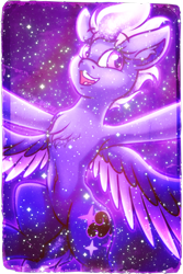 Size: 1000x1500 | Tagged: safe, artist:shad0w-galaxy, derpibooru import, oc, oc only, oc:shadow galaxy, pegasus, pony, belly button, chest fluff, ear fluff, ears, flying, happy, open mouth, smiling, solo, spread wings, wings