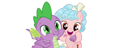 Size: 1006x378 | Tagged: safe, artist:sketchmcreations, edit, editor:undeadponysoldier, cozy glow, spike, dragon, pegasus, pony, alternate universe, cozy glow is best facemaker, cozybetes, cozyspike, cute, daaaaaaaaaaaw, female, filly, foal, freckles, happy, hooves on face, hug, male, reformed, shipping, side hug, simple background, spikabetes, squishy cheeks, straight, transparent background, vector, vector edit