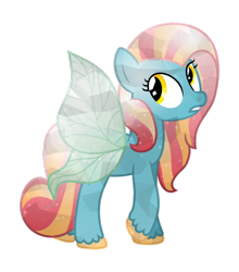 Size: 838x953 | Tagged: safe, artist:meteor-spark, derpibooru import, oc, oc:crystal fable, crystal pony, butterfly wings, crystallized, female, highlights, looking up, mare, simple background, striped mane, striped tail, tail, transparent background, unshorn fetlocks, vector, wings