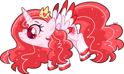 Size: 3509x2095 | Tagged: safe, artist:kurosawakuro, derpibooru import, oc, alicorn, pony, colored wings, crown, female, jewelry, mare, multicolored wings, regalia, simple background, solo, transparent background, wings