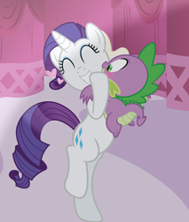 Size: 6000x7032 | Tagged: safe, artist:sugarcubecreationz, derpibooru import, rarity, spike, dragon, pony, unicorn, the crystal empire, absurd resolution, bipedal, blushing, female, hug, male, shipping, sparity, straight