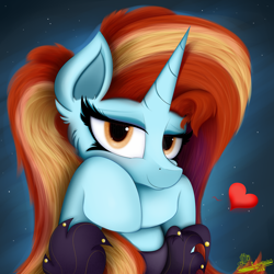 Size: 4000x4000 | Tagged: safe, artist:ser-p, derpibooru import, sassy saddles, pony, unicorn, absurd resolution, female, heart, looking at you, mare, smiling, smiling at you, solo