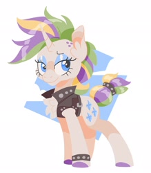 Size: 1792x2048 | Tagged: safe, artist:pastacrylic, derpibooru import, rarity, pony, unicorn, alternate hairstyle, punk, raripunk, simple background, solo, white background