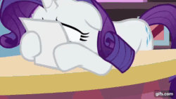 Size: 640x360 | Tagged: safe, derpibooru import, screencap, rarity, pony, unicorn, forever filly, season 7, animated, crying, ears, eyes closed, female, floppy ears, gif, gifs.com, hoof hold, horn, makeup, mare, nose in the air, open mouth, paper, rarity being rarity, running makeup, sad, solo, wavy mouth