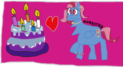 Size: 4831x2637 | Tagged: safe, derpibooru import, oc, oc:violight, pony, birthday cake, cake, female, food, heart, mare