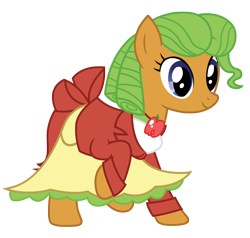 Size: 3450x3288 | Tagged: safe, artist:third uncle, derpibooru import, earth pony, pony, apple family reunion, apple family member, clothes, cute, dosie dough, dress, female, mare, simple background, transparent background, vector