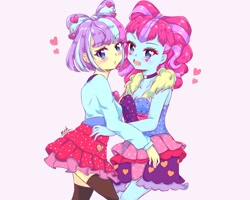 Size: 2048x1635 | Tagged: safe, artist:moh_mlp2, derpibooru import, kiwi lollipop, supernova zap, better together, equestria girls, sunset's backstage pass!, clothes, cute, duo, duo female, female, heart, k-lo, k-lo culo, lesbian, looking at you, open mouth, postcrush, shipping, simple background, skirt, su-z