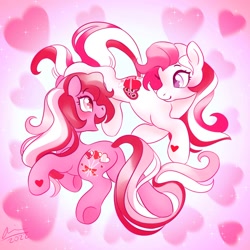 Size: 2000x2000 | Tagged: safe, artist:creeate97, derpibooru import, earth pony, pony, g3, female, heart, looking at each other, mare, smiling, smiling at each other, wish i may, wish i might