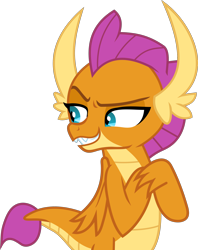 Size: 2000x2526 | Tagged: safe, artist:frownfactory, derpibooru import, smolder, dragon, dragoness, female, horns, simple background, smug, solo, transparent background, vector