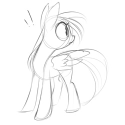 Size: 2000x2000 | Tagged: safe, artist:meekcheep, derpibooru import, pegasus, pony, grayscale, monochrome, simple background, sketch, solo, white background