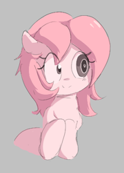 Size: 300x417 | Tagged: safe, artist:parfait, ponerpics import, oc, oc only, oc:setna, earth pony, pony, aggie.io, female, filly, foal, lowres, mare, simple background, smiling