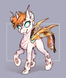 Size: 1204x1429 | Tagged: safe, artist:lonerdemiurge_nail, derpibooru import, oc, oc only, changeling, brown changeling, changeling oc, double colored changeling, solo, white changeling