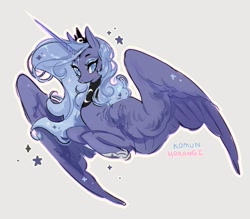 Size: 1525x1335 | Tagged: safe, artist:costly, derpibooru import, princess luna, alicorn, pony, colored pupils, crown, cute, female, hoof shoes, jewelry, lunabetes, mare, regalia, solo, stars