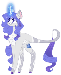 Size: 2433x2992 | Tagged: safe, artist:goldlines005, derpibooru import, oc, oc only, pony, unicorn, chest fluff, ear piercing, female, glowing, glowing horn, horn, leonine tail, mare, offspring, parent:fancypants, parent:rarity, parents:raripants, piercing, simple background, solo, tail, transparent background, unicorn oc