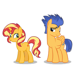 Size: 965x938 | Tagged: safe, artist:orin331, derpibooru import, edit, flash sentry, sunset shimmer, pegasus, pony, unicorn, equestria girls, cropped, female, flashimmer, male, mare, shipping, simple background, stallion, straight, tomboy, transparent background, vector, vector edit