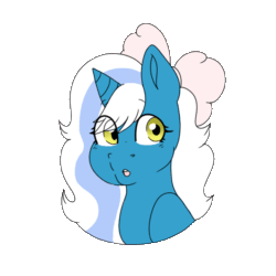 Size: 608x608 | Tagged: safe, artist:cute-little-star97, derpibooru import, oc, oc:fleurbelle, alicorn, alicorn oc, animated, blinking, bow, eyelashes, female, gif, golden eyes, hair bow, horn, mare, simple background, surprised, transparent background, wings
