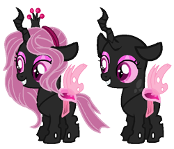 Size: 604x520 | Tagged: safe, artist:venomtwt-artistowo, derpibooru import, oc, changeling, nymph, base used, female, pink changeling, simple background, solo, transparent background