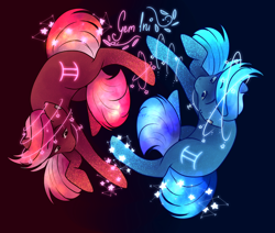 Size: 2600x2200 | Tagged: safe, artist:kot-of-eden, artist:saphirecat11, derpibooru import, oc, oc only, oc:gem, oc:ini, earth pony, pony, duo, earth pony oc, gemini, male