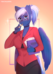 Size: 1920x2715 | Tagged: safe, artist:yukomaussi, derpibooru import, oc, oc only, oc:lunacy, anthro, pegasus, glasses, pegasus oc