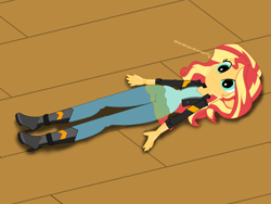 Size: 2048x1536 | Tagged: safe, artist:mecha113, derpibooru import, sunset shimmer, equestria girls, doll, dollified, female, forced smile, inanimate tf, smiling, solo, toy, transformation