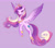 Size: 2475x2160 | Tagged: safe, artist:tomi_ouo, derpibooru import, princess cadance, alicorn, pony, female, flying, high res, looking at you, mare, purple background, simple background, smiling, smiling at you, solo, spread wings, wings