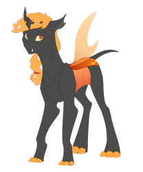 Size: 2234x2685 | Tagged: safe, artist:that-softscorpio, derpibooru import, applejack, changeling, appleling, changelingified, insect wings, orange changeling, orange eyes, orange mane, simple background, solo, species swap, transparent background, wings