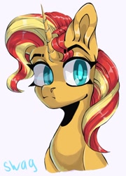 Size: 1068x1481 | Tagged: safe, artist:ruiswaag666, derpibooru import, sunset shimmer, pony, unicorn, bust, female, portrait, simple background, solo, white background