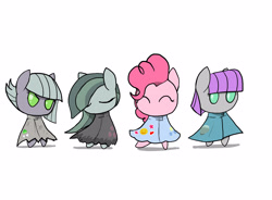 Size: 4347x3200 | Tagged: safe, artist:a.s.e, derpibooru import, limestone pie, marble pie, maud pie, pinkie pie, angry, clothes, dress, female, happy, hollow knight, neutral, pie sisters, siblings, sisters, together