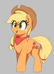 Size: 395x546 | Tagged: safe, artist:thebatfang, ponerpics import, applejack, earth pony, pony, aggie.io, female, hat, mare, neckerchief, open mouth, simple background, smiling