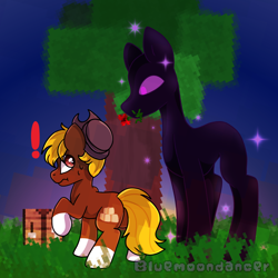 Size: 1640x1639 | Tagged: safe, artist:bluemoon, derpibooru import, oc, oc:acres, earth pony, pony, commission, enderman, mine little pony, minecraft, ych result